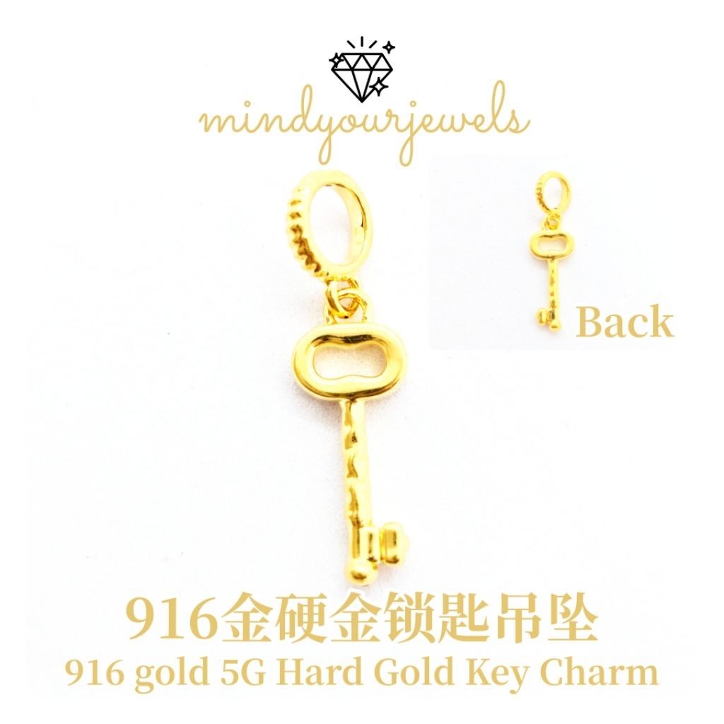 CINTA  916 gold Super Light Key Pendant Charm Emas 916 Loket Kunci 916金锁匙吊坠