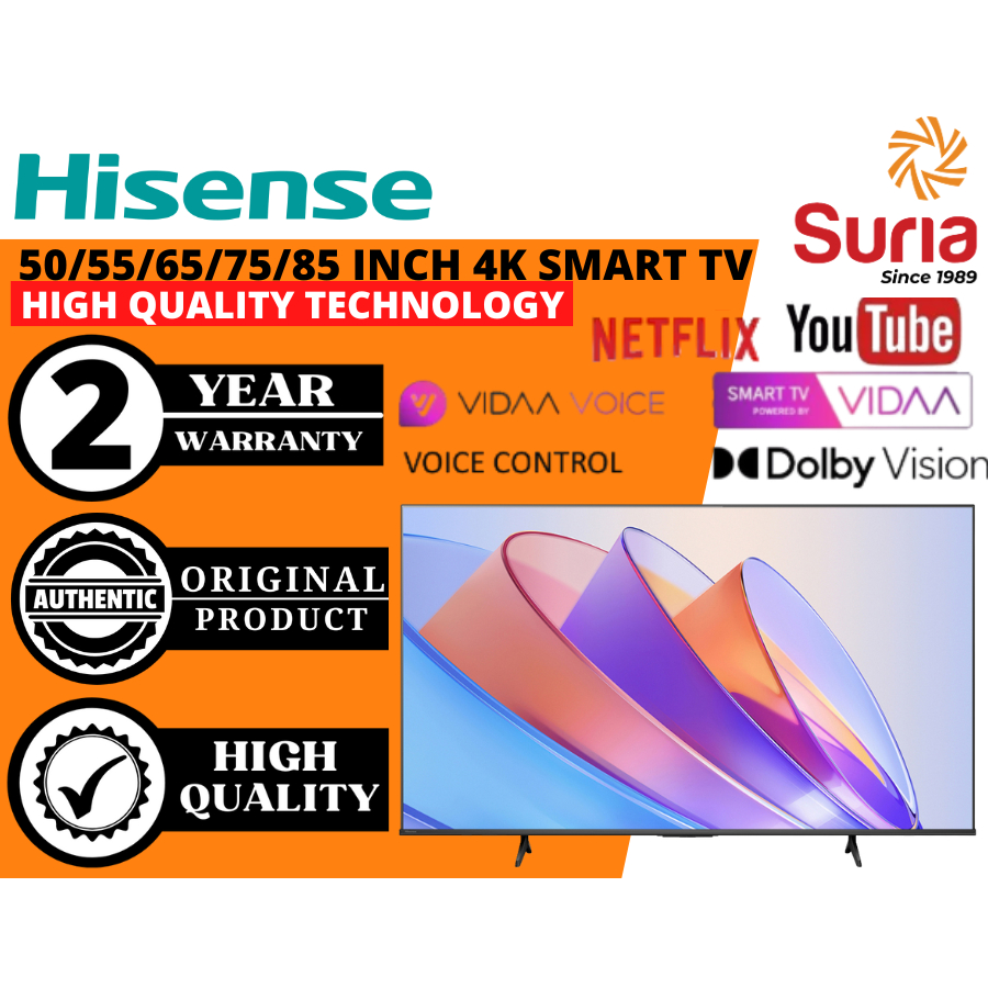 (Free Delivery Kedah,Penang & Perlis) Hisense 50/55/58/65 Inch 4K UHD SMART TV 50A7Q 55A7Q 65A7Q 75A7Q 85A7Q