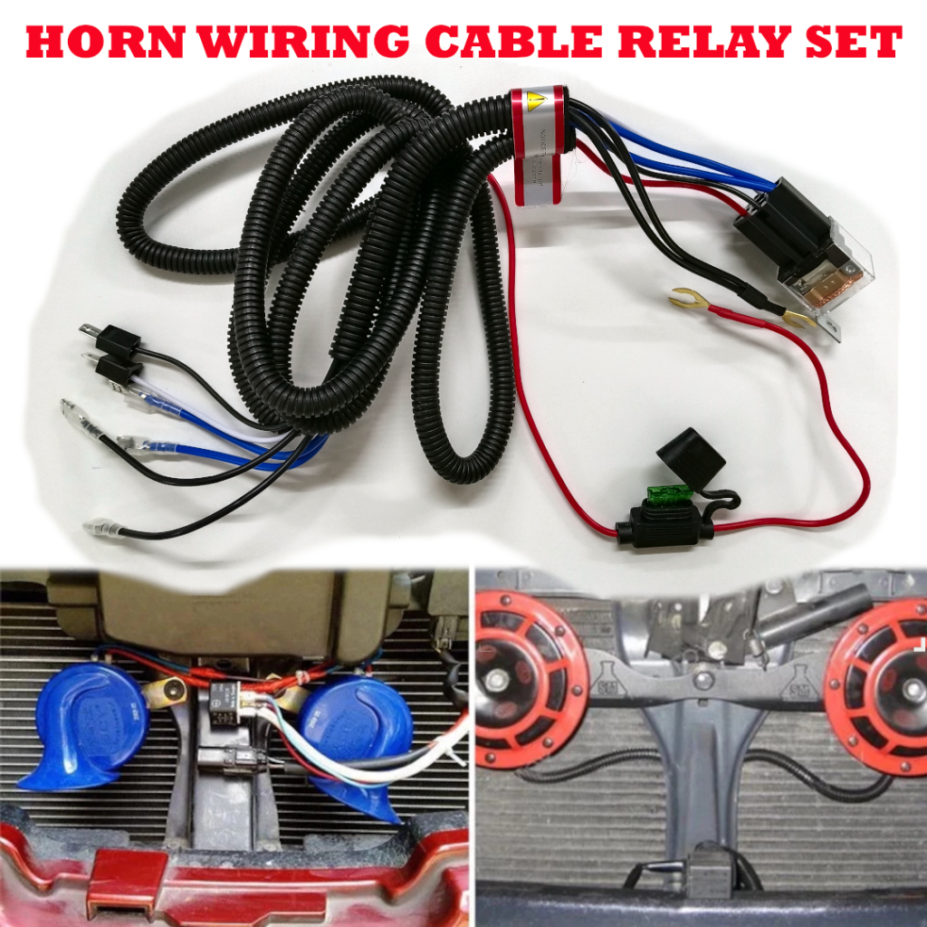 12V Car Dual Horn Wiring Harness Cable Relay Set BM Snail Hon Bunyi Kuat Wayar Honk Siput Kereta