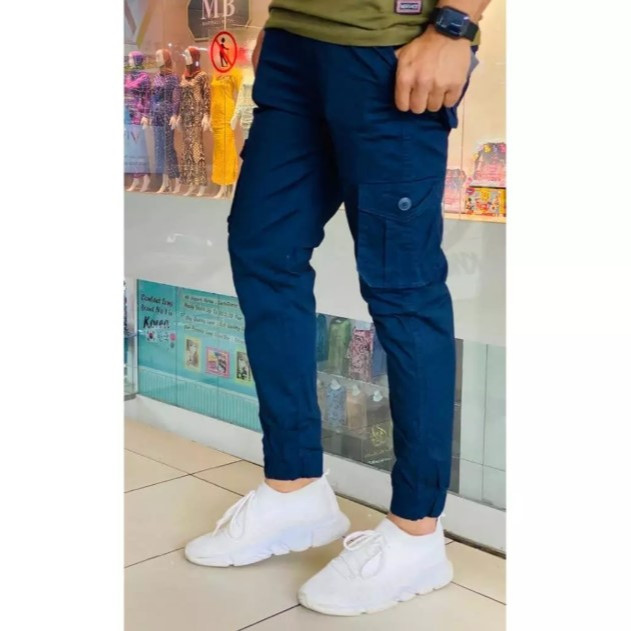 Seluar Cargo Lelaki 6 Poket Jogger Slim Fit | Saiz 26-40 | Pelbagai Warna