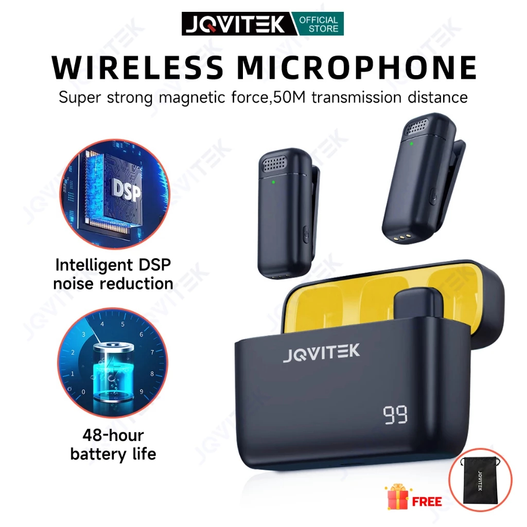 JQVITEK Microphone Wireless Live Lavalier Mini Lapel Mic With ANC Active Noise Cancelling For Type-C IOS Phone Android
