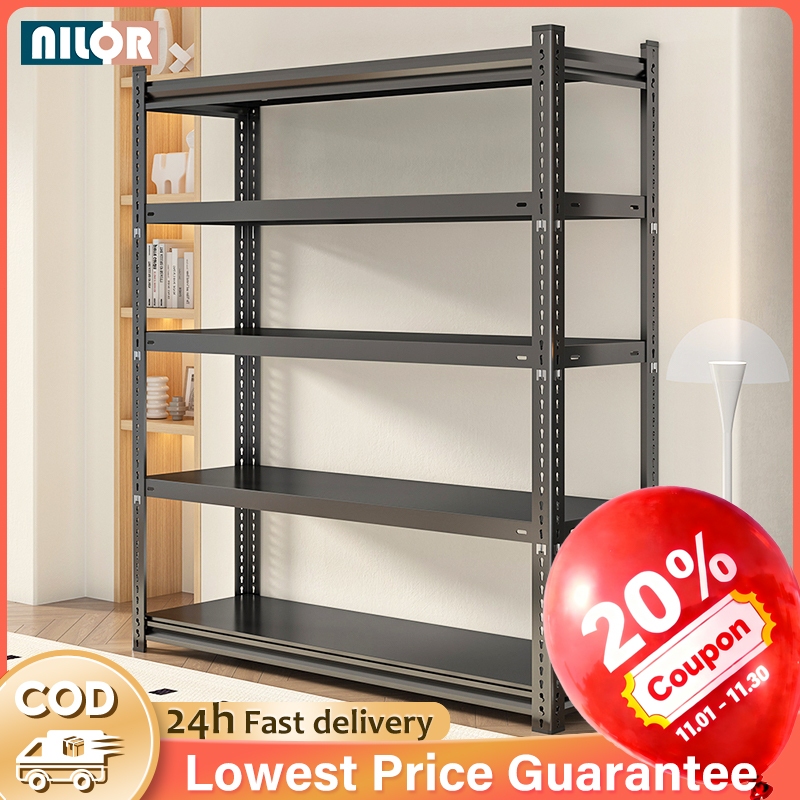 ALL Metal Boltless Rack Home Kitchen Storage Metal Shelf Shelves Rack Organizer Balcony Warehouse Rak Besi Bertingkat 铁架