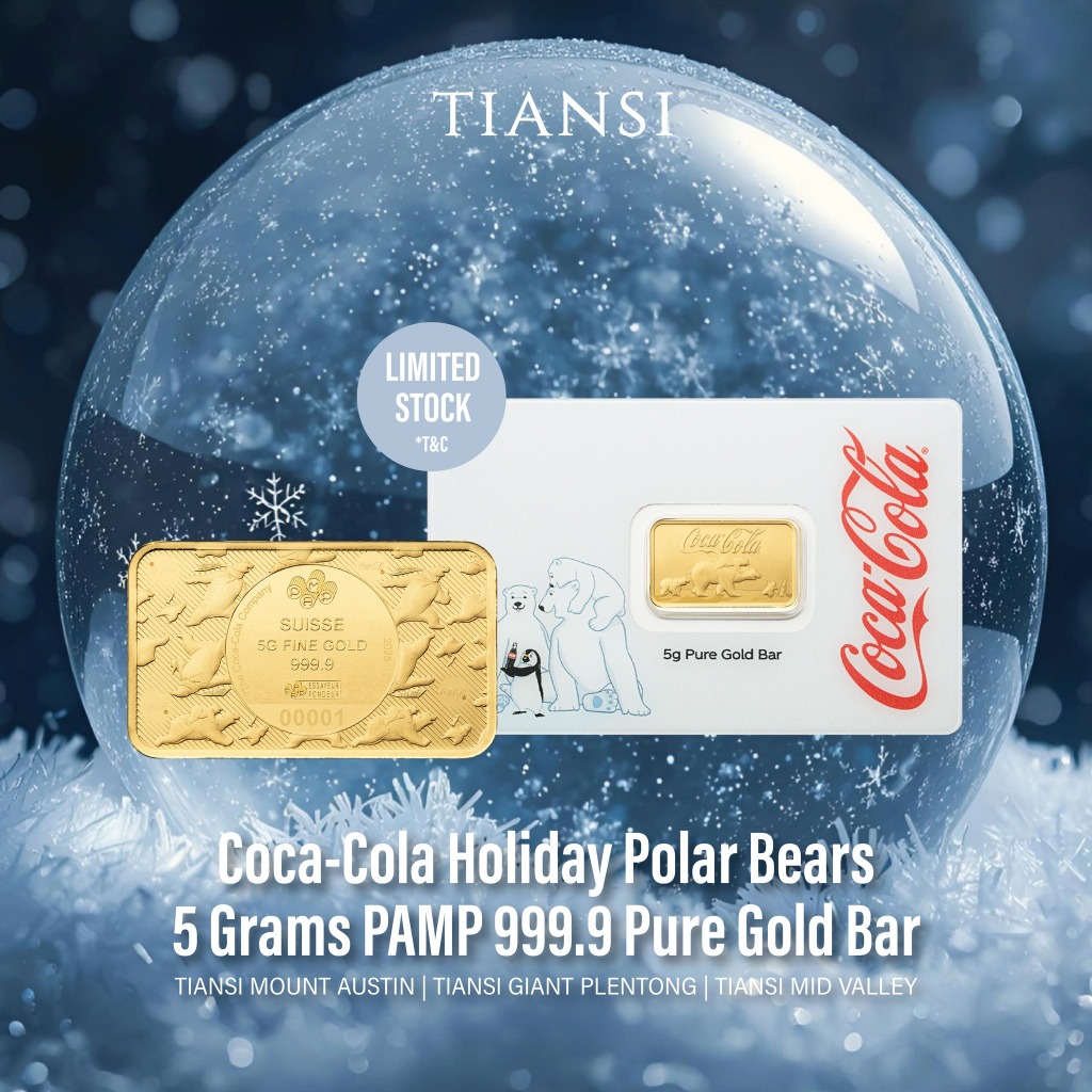 TIANSI 999.9 (24K) Coca-Cola® Holiday Polar Bears 5g PAMP 999.9 Pure Gold&hellip;