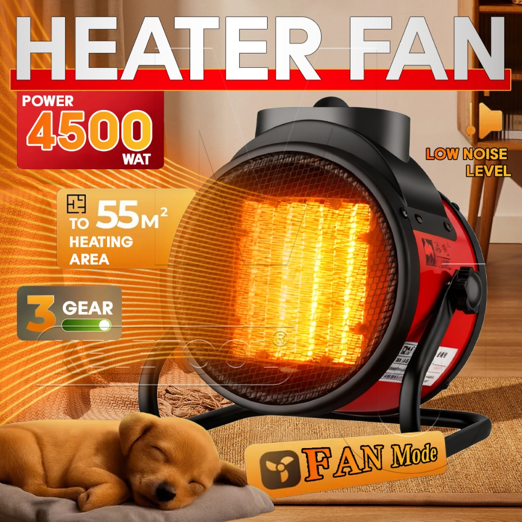 4500W Industrial Electric Heater Fan portable Space Heater Warm Workshop Garage Air Fan Commercial Blower lantai 循环热风机