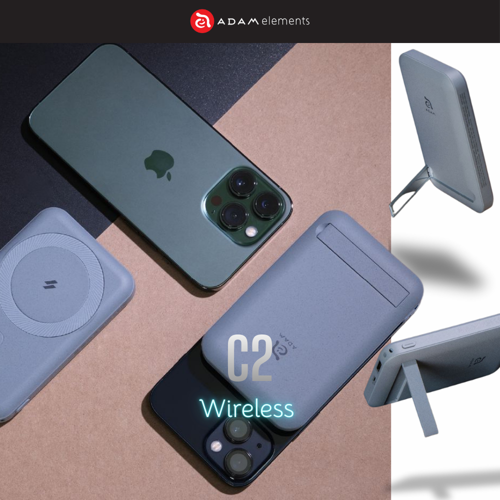 ADAM elements Gravity C2 Magnetic Wireless Charging Power Bank - Blue/Grey/Pink/Milk Tea (10000mAh)