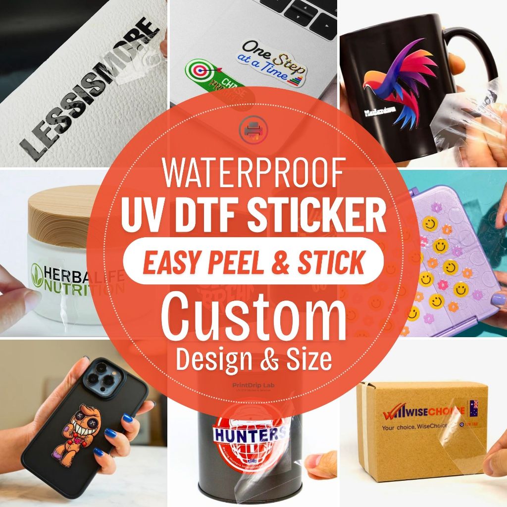 Premium UV DTF Custom Logo Sticker – 3D Transfer Crystal Gloss, Waterproof, Oil-Proof, Long-Lasting