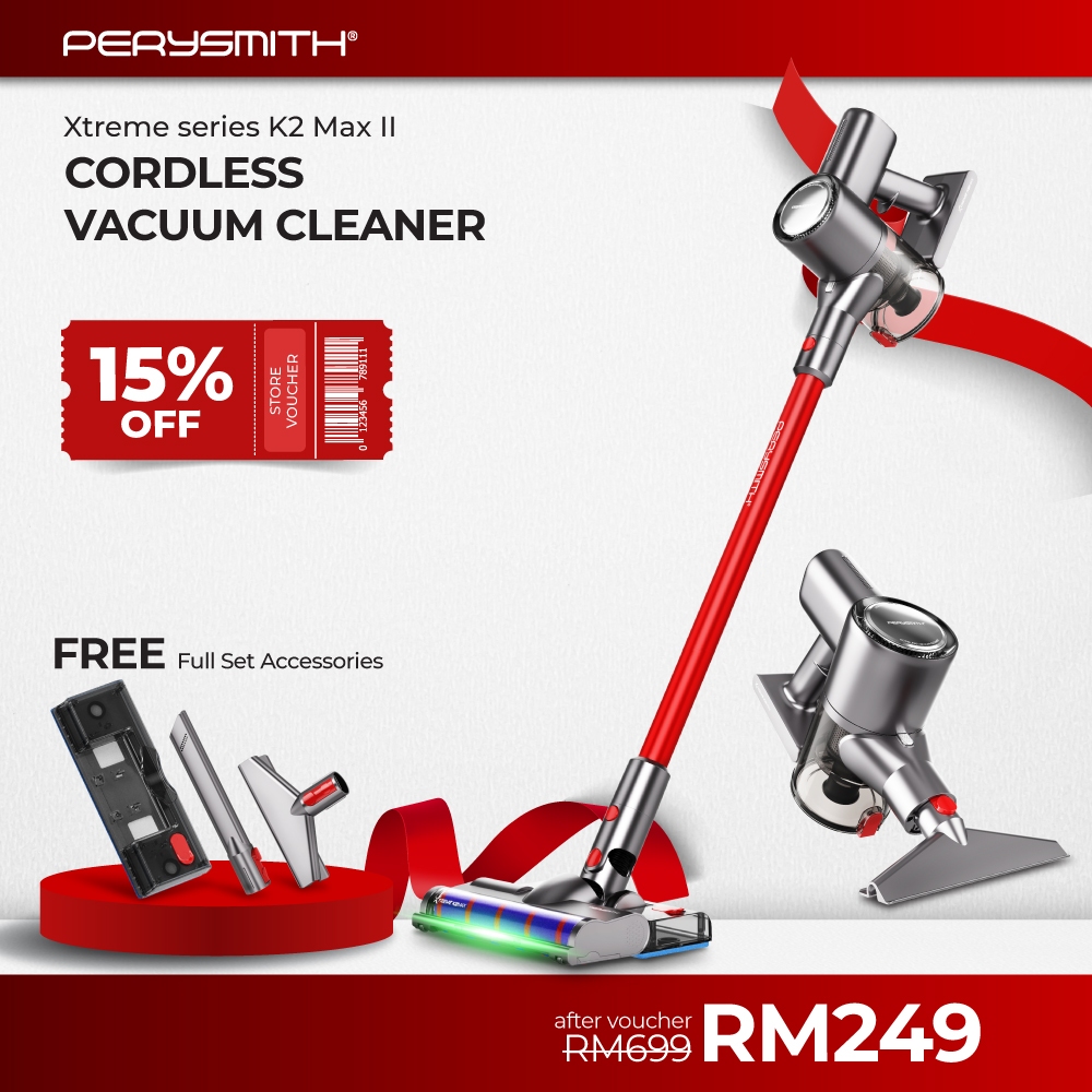 PerySmith K2 Max II No. 1 Cordless Vacuum Cleaner Kaden Series (Mop | Bed Brush | Wet & Dry | Vacum Cleaner | Vaccum)