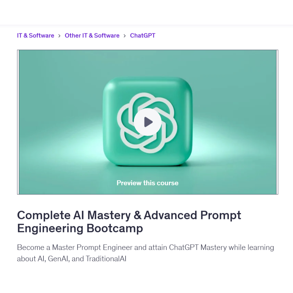 Ai Prompt Video Course-Complete AI Mastery & Advanced Prompt Engineering Bootcamp | Learn AI Prompt Video Lessons