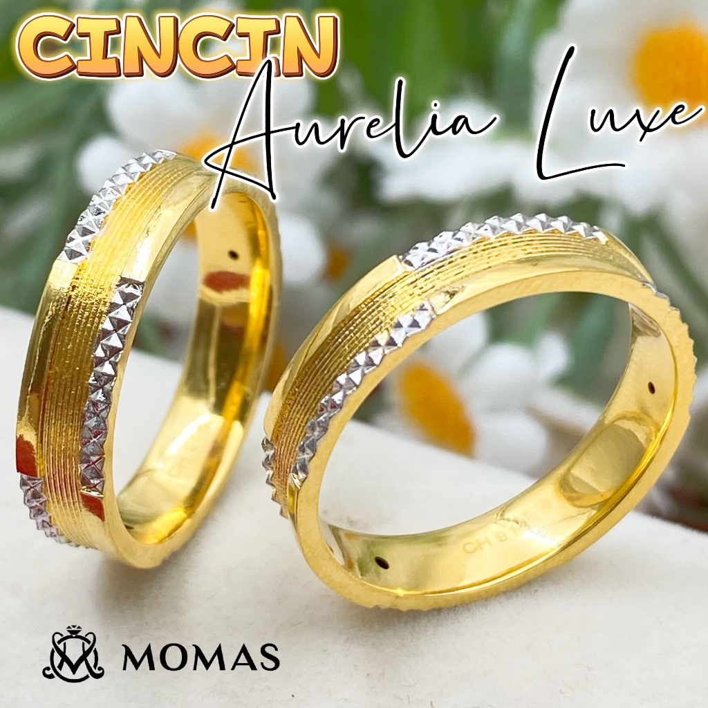 MOMAS CINCIN AURELIA LUXE 5D Emas 916 Original Cincin Emas 916 Bajet Cincin Fesyen Emas 916 Tulen