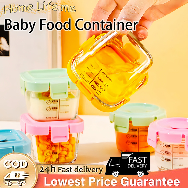 3PCS 170ml Glass Food Container Gift Set Portable Baby Food Container Heat-resistant Airtight Material