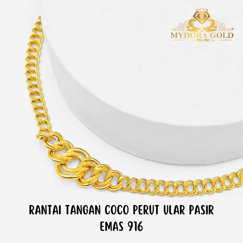 MYDORA Rantai Tangan Coco Perut Ular Pasir | EMAS 916/22k