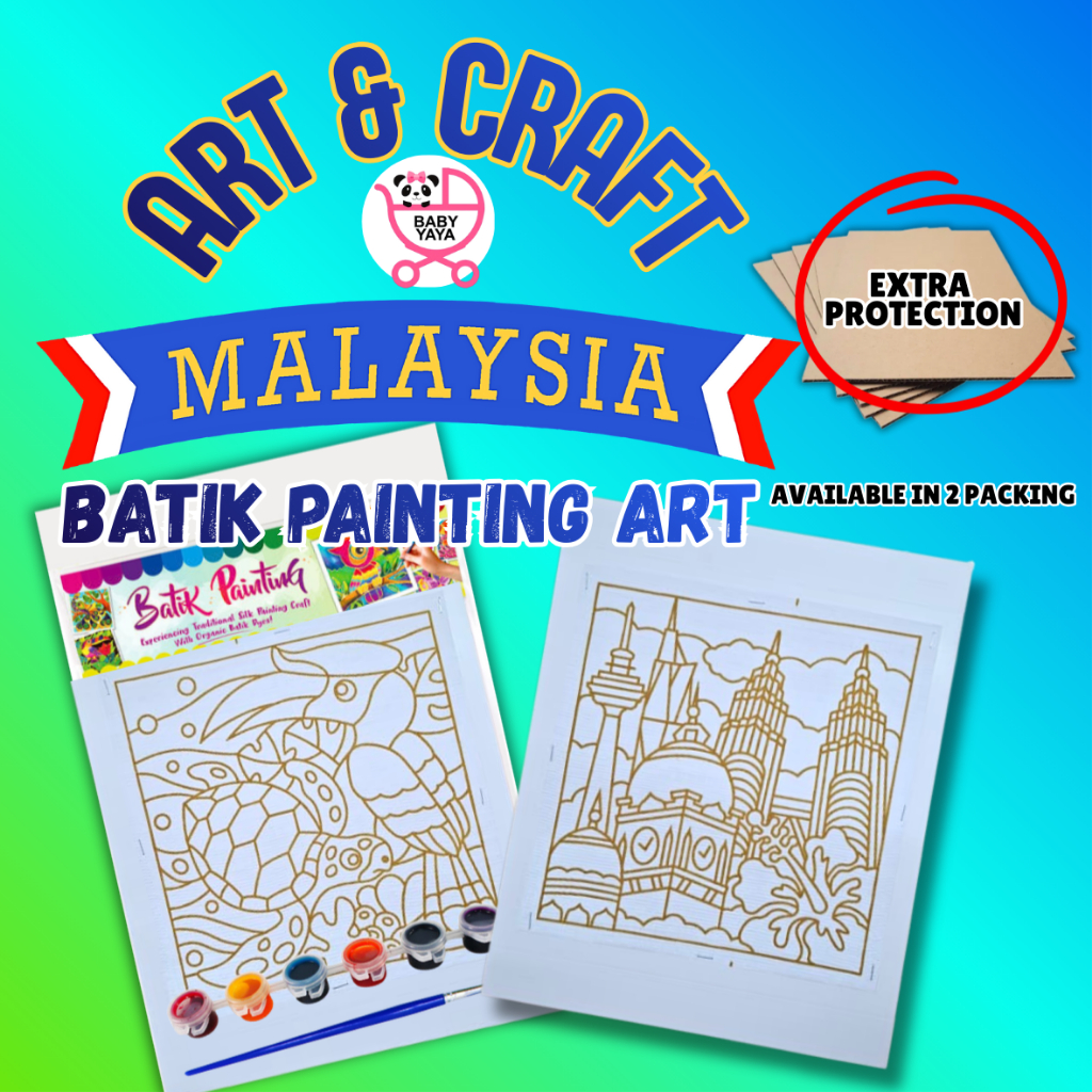 【BABYYAYA】 Batik Painting for Kids – Merdeka Edition with Malaysian Iconic Designs Wau, Wayang Kulit , KLCC, Turtle