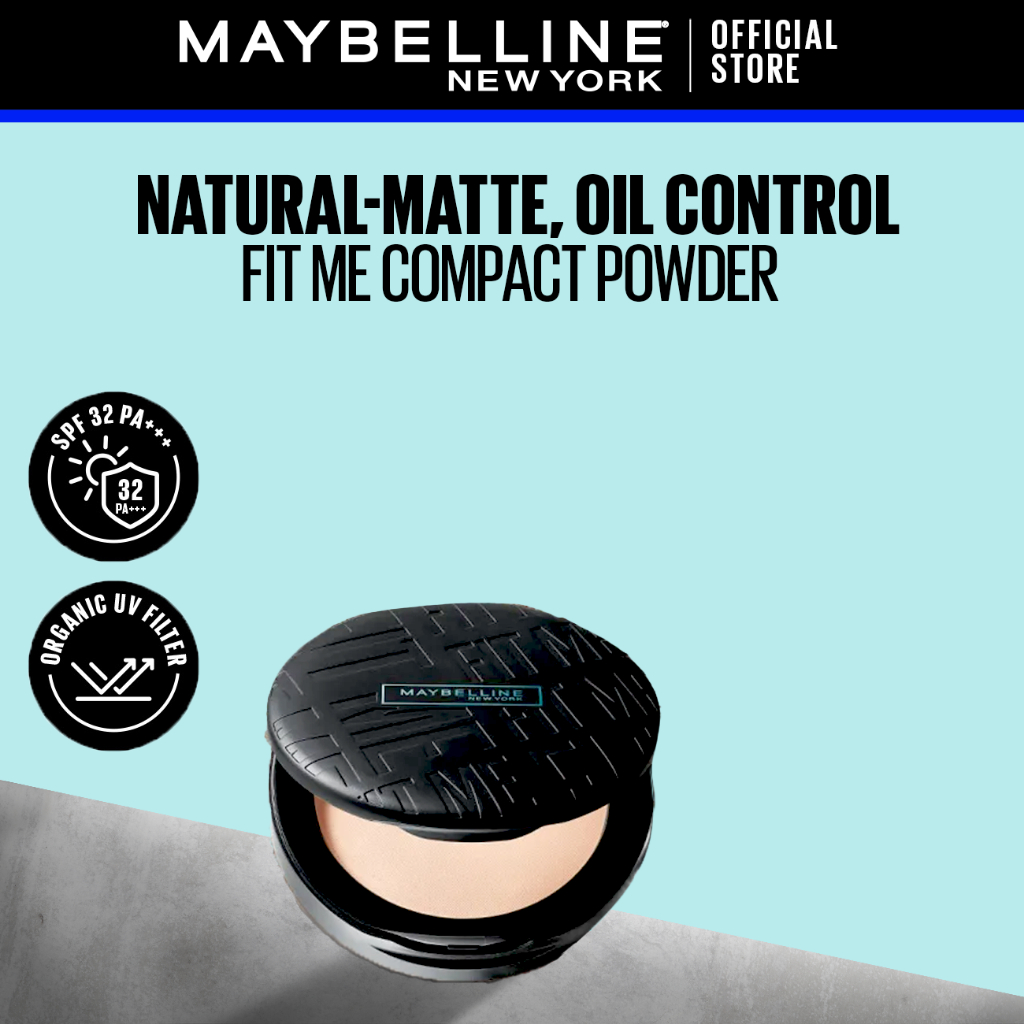 Maybelline Fit Me Compact Powder – SPF32, 16H Oil Control Face Powder with Matte Finish, Controls Shine Resists Humidity