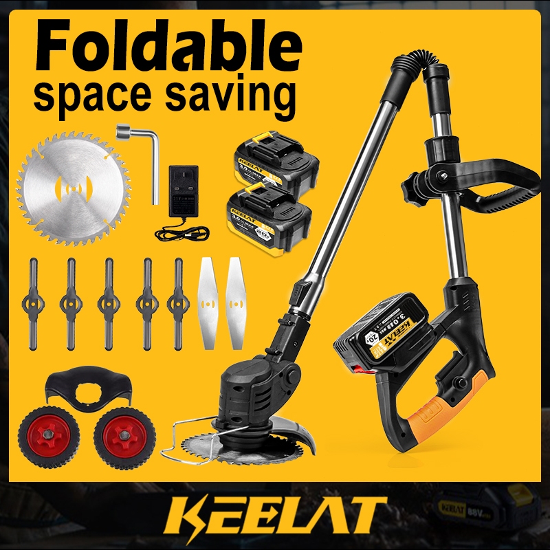 KEELAT Folding Grass Cutter Cordless Mesin Rumput Bateri Mesin Potong Rumput heavy duty Grass Cutter Battery Power Tool