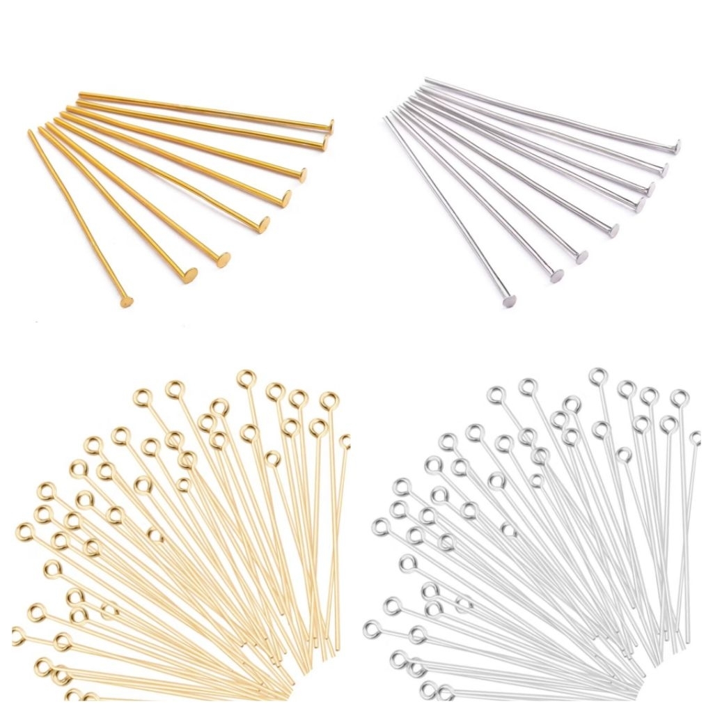 20pcs T pins, eye head pins, ball pins retention, ring for DIY Jewelry Making Beading Findings Earring Accessories