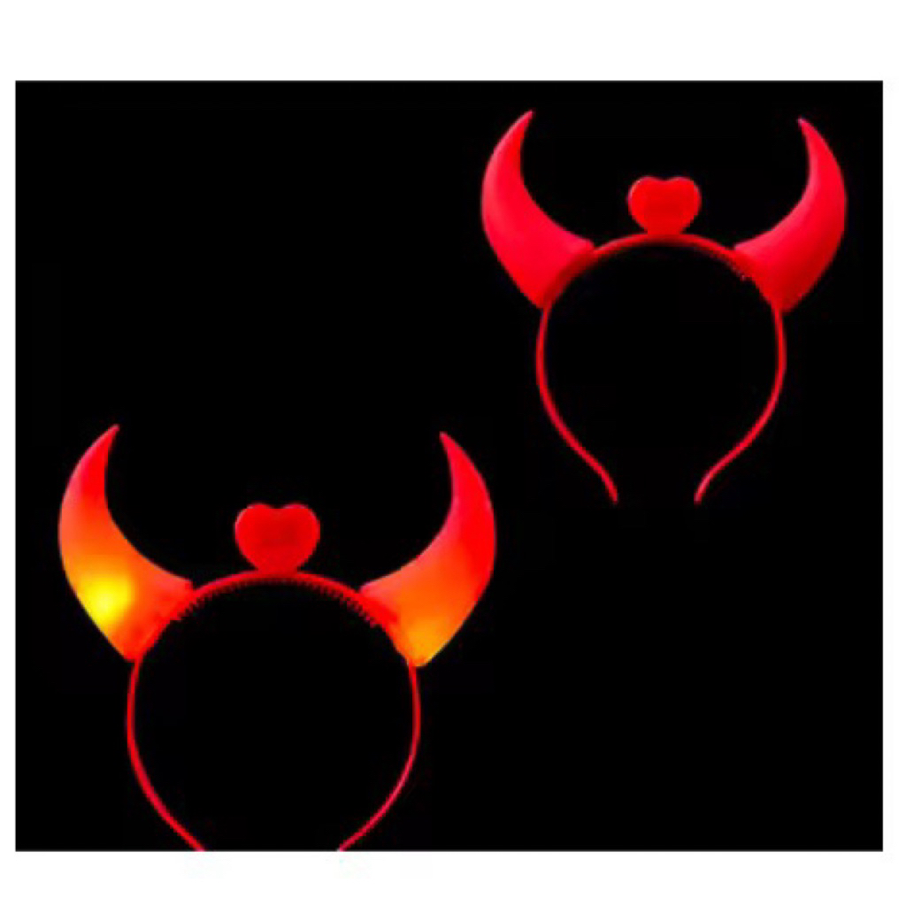 Halloween Red Devil Horns LED Light Ladies Headband Costume Props Festival Dress up Party