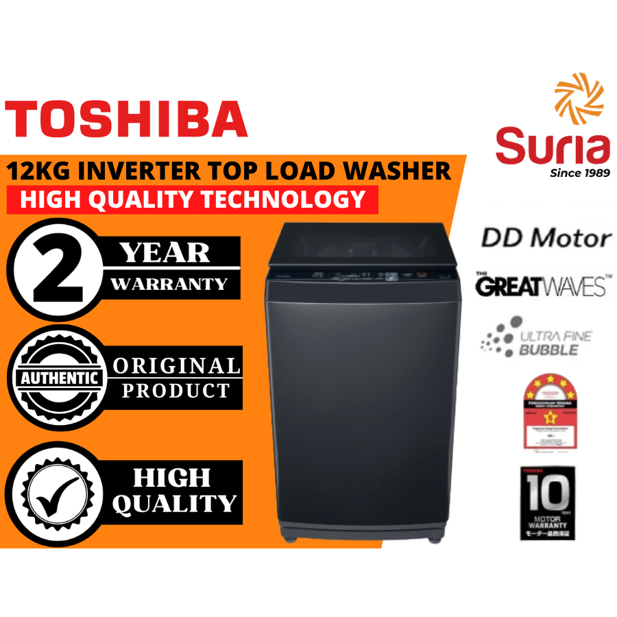 (Free Delivery Kedah,Penang&Perlis) Toshiba 12.0KG Inverter 5 Star Top Load Washing Machine AW-DUK1300 AW-DUK1300KM(SG)