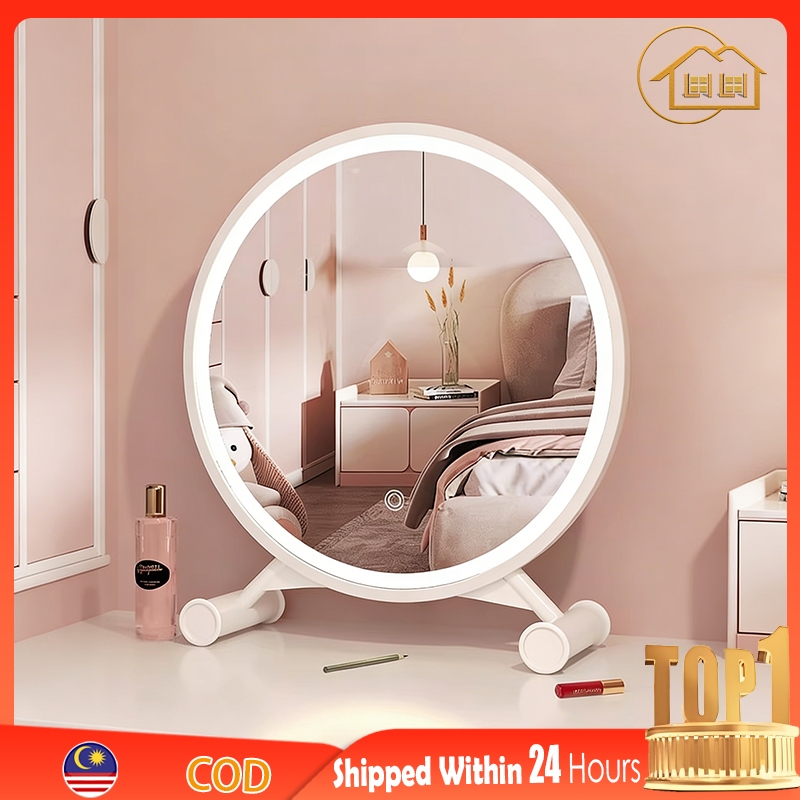 LI|LED Makeup Mirror Desktop Vanity Mirror Countertop Cosmetic Mirror Cermin Muka Fill Light Face Mirror Dressing Table