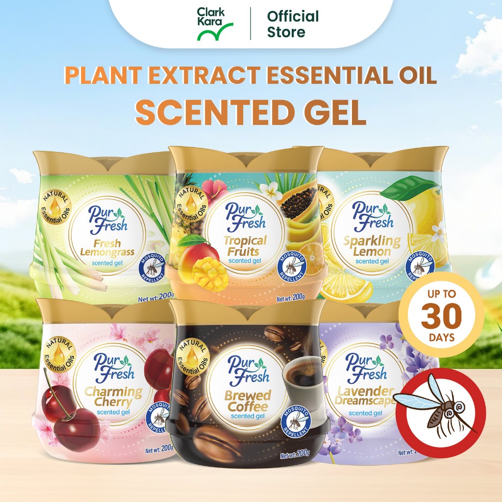 Purfresh 200g Natural Mosquito Repellent Scented Gel | Long-Lasting Solid Fragrance with Essential Oils | For Car & Home