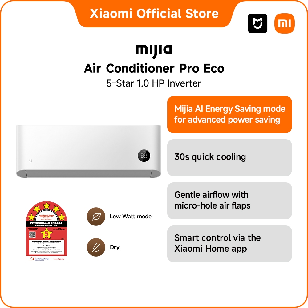 [READY STOCK] Xiaomi Mijia Air Conditioner Pro Eco 5 Star 1.0HP/1.5HP inverter | 30s cooling