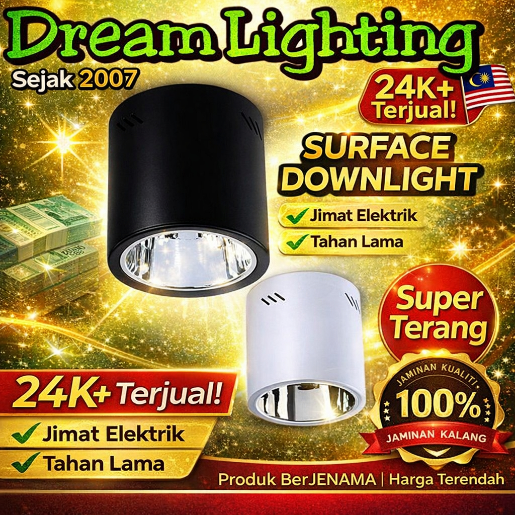 Dream Lighting 6" 4" E27 Flush Mount Flush Surface Mounted Downlight Ceiling Light Tin Milo Lampu