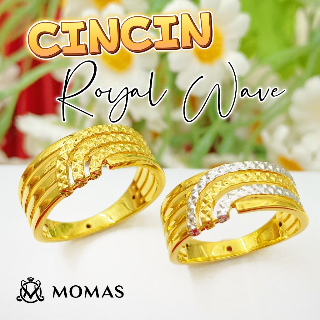 MOMAS CINCIN ROYAL WAVE 5D Emas 916 Original Cincin Emas 916 Bajet Cincin Fesyen Emas 916 Tulen Cincin Fesyen Emas 916