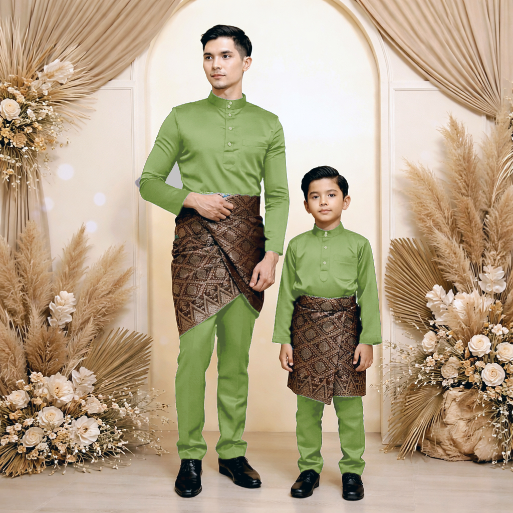 Baju melayu slim fit traditional wear for kids Premium Pearl Skin Satin