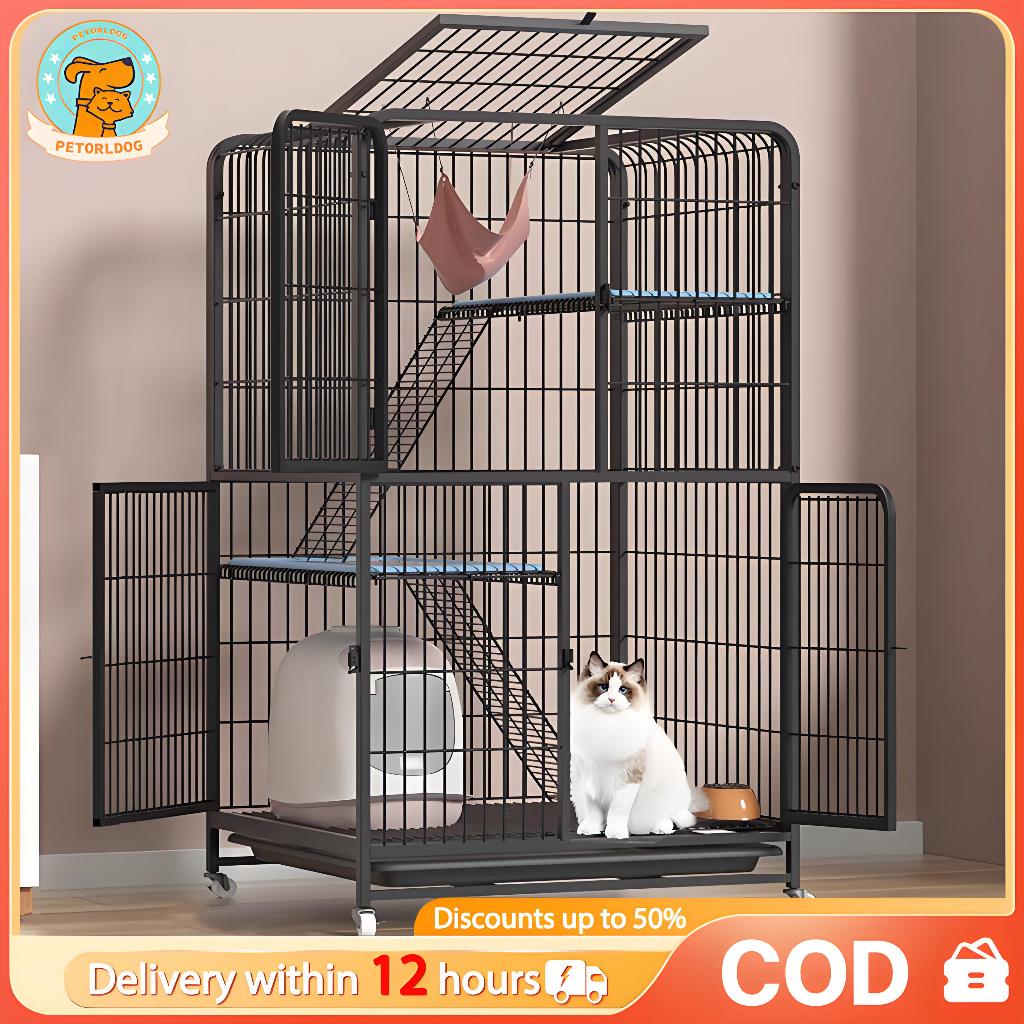 Petorldog Sangkar Kucing Besar Cat Cage Large sangkar kucing 4 layer Cat Cage 2/3/4 Level Cat Villa