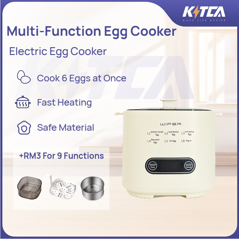[KITCA] 6 Modes Smart Egg Cooker & Breakfast Maker | 6-Egg Capacity | 24h Reservation | Steamer Basket | Auto Shut-Off