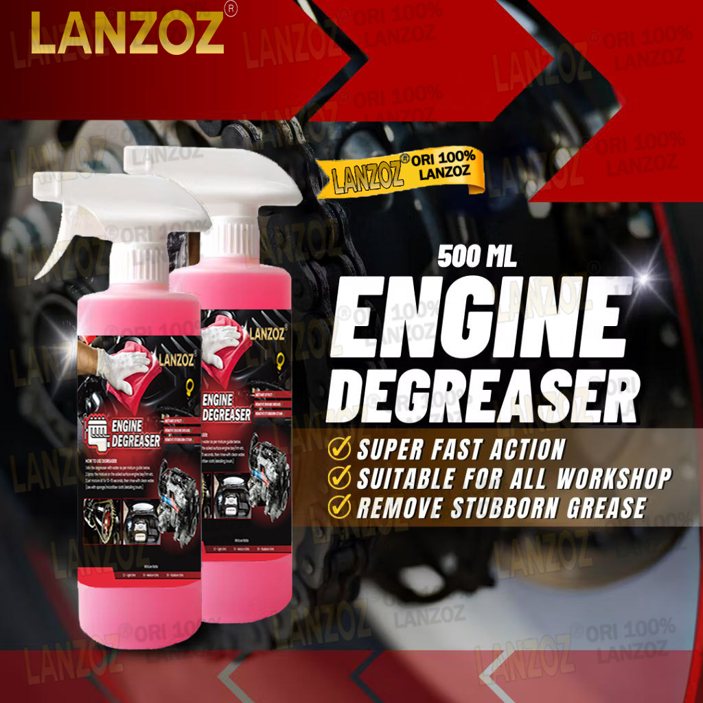 Heavy Duty Engine Degreaser 500ml - LANZOZ ,Kuat Menyamarkan Kotoran , Selamat untuk Getah dan Plastik