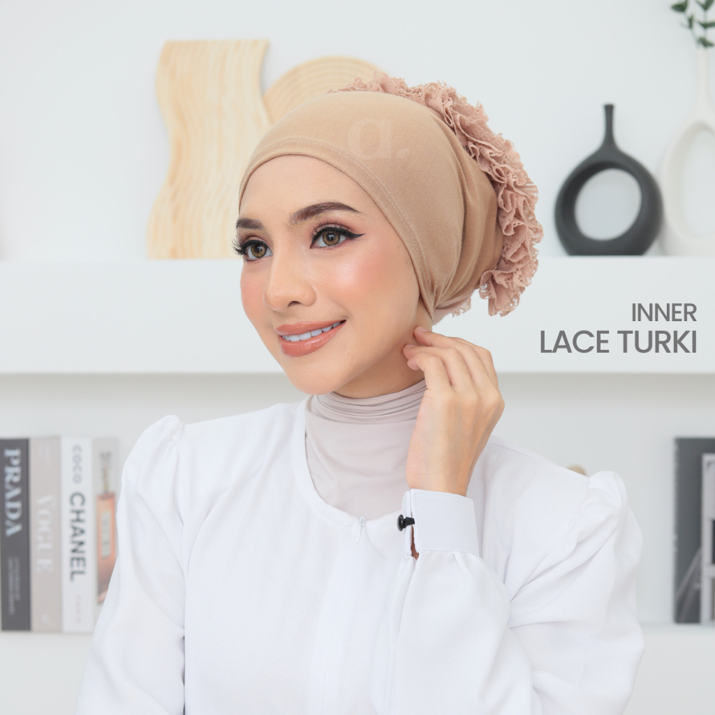 ALAYNA Inner Lace Turki | Scarf Anak Tudung Sanggul Bertali Skaf Volumnizer Rambut Lace Iner Cepol Tali Ciput Turkey