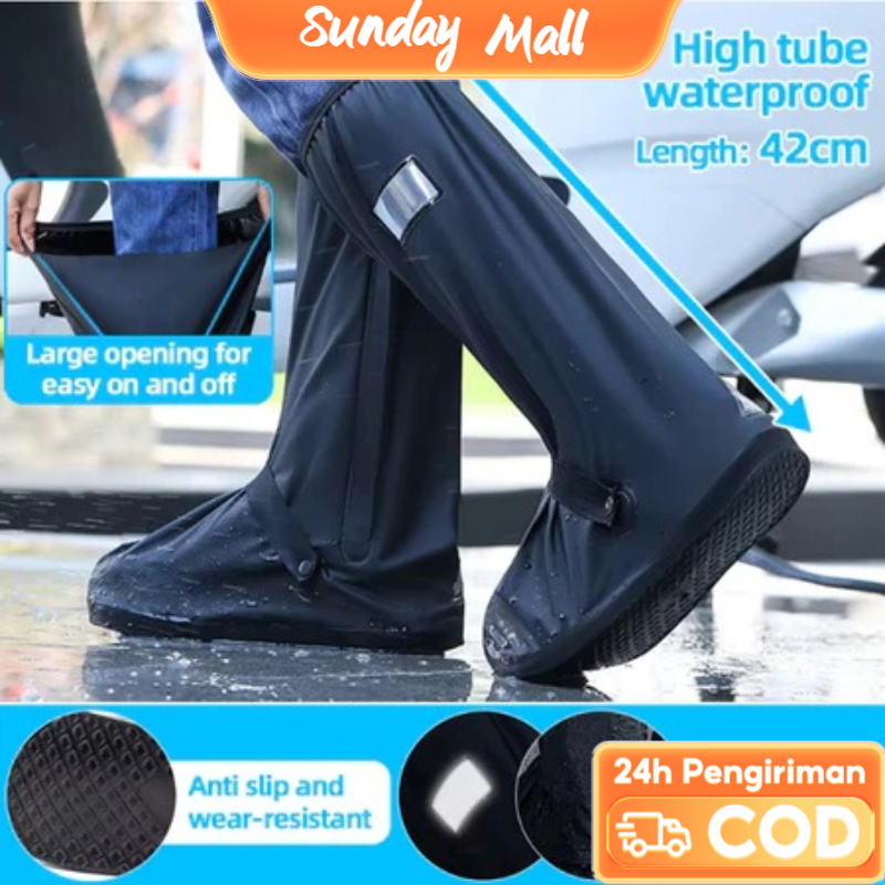 Premium Anti-Slip Waterproof Rain Shoe Cover, Rubber Reflective Boot Footwear, No Need Take Off