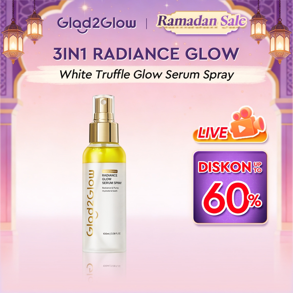 【New Launch】Glad2Glow White Truffle Radiance Glow Serum Spray 100ml Essence Glossy Deep Hydrating Face Serum Mist