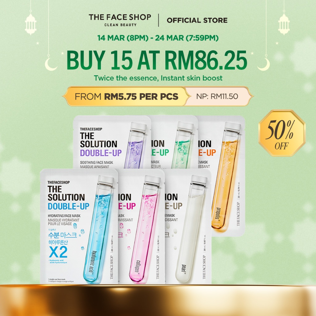 [THE FACE SHOP Official] The Solution Double Up Face Mask Sheet, Masker Muka 面膜, Korean Sheet Mask
