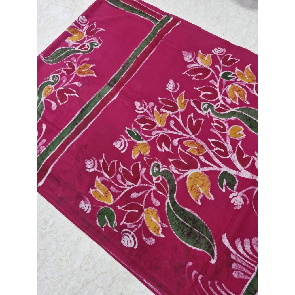 MAL MAL COTTON SAREE AVAILABLE WITH BATIK MOTIF