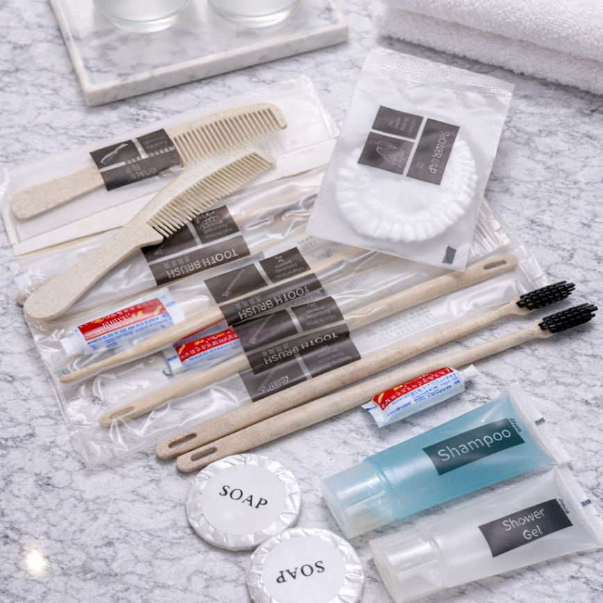 Hotel Disposable Hygiene Set Travel Kit Slippers Towel Soap Individually Wrapped Toiletries Sets