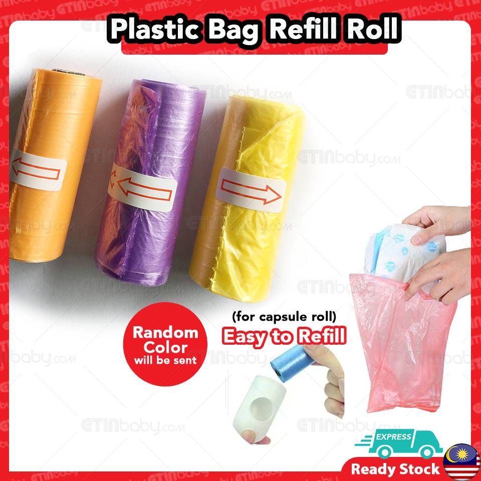 Disposable Bag Plastic Bag Dispenser Refill Roll Pet Baby Diaper Beg Sampah Plastik Lupus Kucing