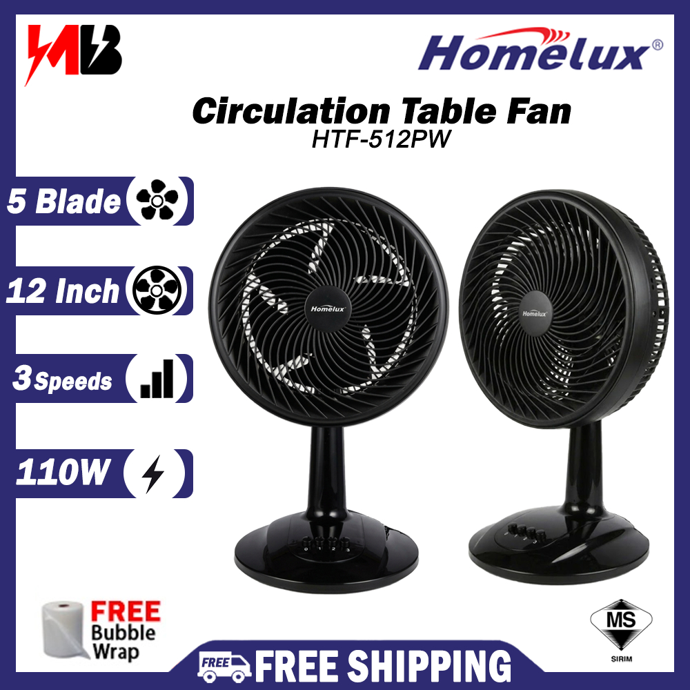 [NEW] Homelux Table Gale Fan / Living Fan / 12'' Fan Blade Table Fan HTF-512PW Kipas Angin 風扇家用 Kipas Meja