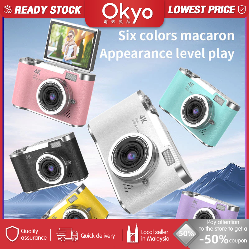 Digital Camera 4K 48MP Photography Camera Rechargeable Cameras 2.4 inch Screen Camcorder for Kid Adult Beginners