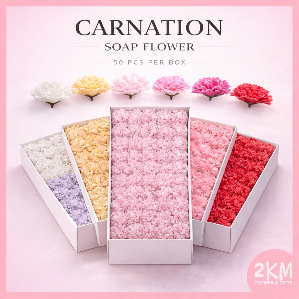 (50PCS) CARNATION Soap Flower With Base Fragrant Scent Bouquet Artificial Home Decor Bunga Sabun Wangi Hiasan 康乃馨肥皂花香皂花