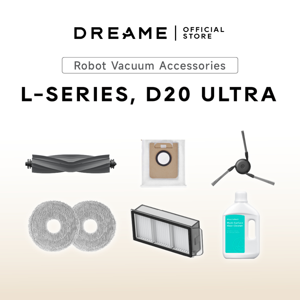 Dreame L10/L20/L30/D20 Ultra Series Robot Vacuum Accessories | Main Brush, Side Brush, Mop Pad, Filter, Detergents