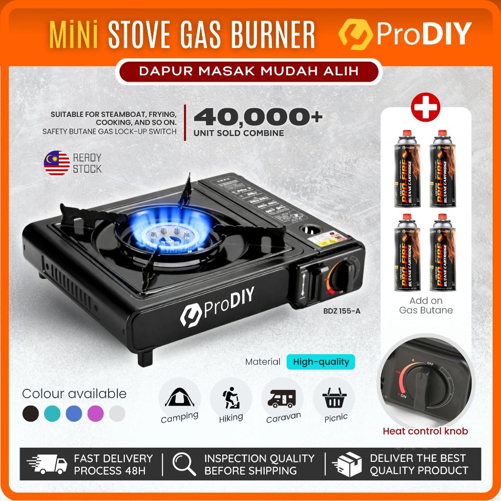 Mini Stove Portable Gas Stove Outdoor Camping Picnic Cooktop Gas Burner Butane Gas BBQ Masak dapur Gas Mini BDZ 155-A