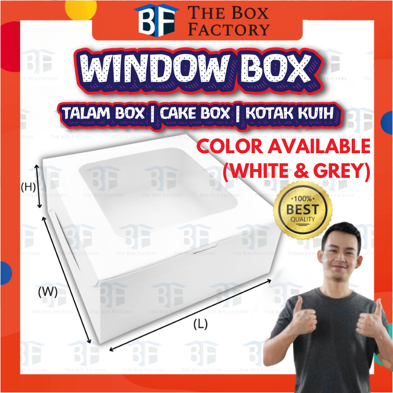 Window Cake Box FBS Ready Stock Extra Thick | Kotak Kek Tingkap Kotak Kuih Talam Kuih Lapis Folding Box with Window Mu