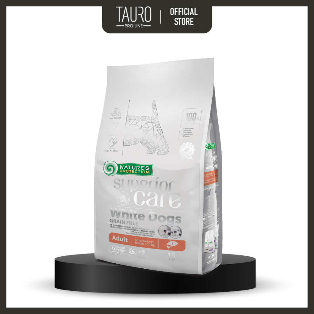 White Dog Salmon for Small & Mini Breed Adult Dog Superior Care White Dog Dry Food | Nature's Protection