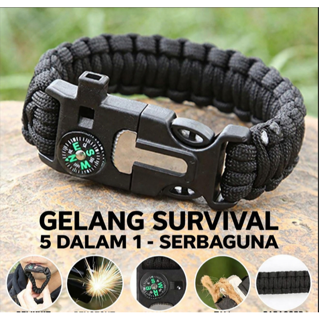 5in1 Outdoor Survival Bracelet Men Women Braided Multi-function Camping Rescue Emergency Rope Bangles Compass