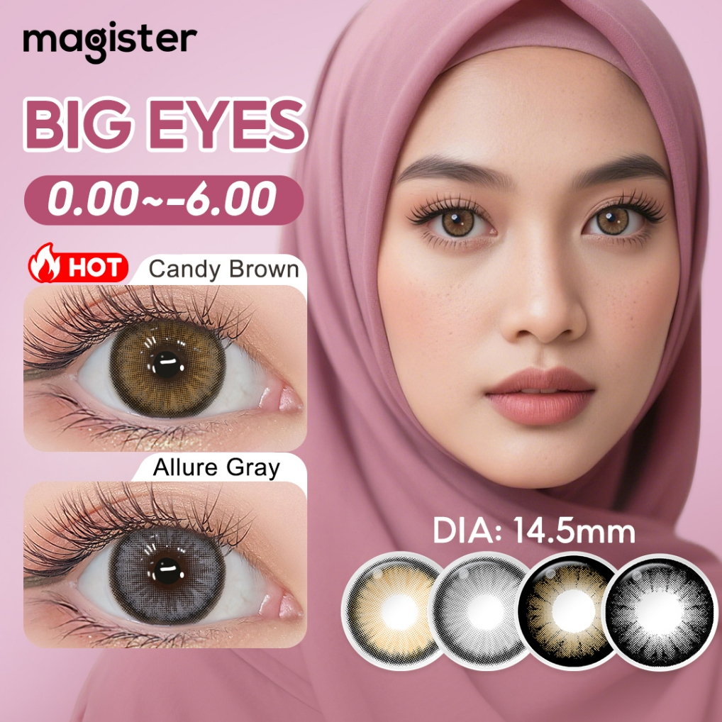 【0.00~-6.00】Magister Contact Lens Eye Power 14.5mm Candy Brown Contact Lenses Big Eyes Diamond 1Pair
