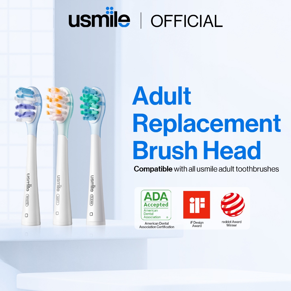usmile Cushioned Brightening White Soft and Clean Electric Toothbrush Head Refill - 2 Pcs| for Y10/P10 PRO/Y1S/Y1 PRO/P1