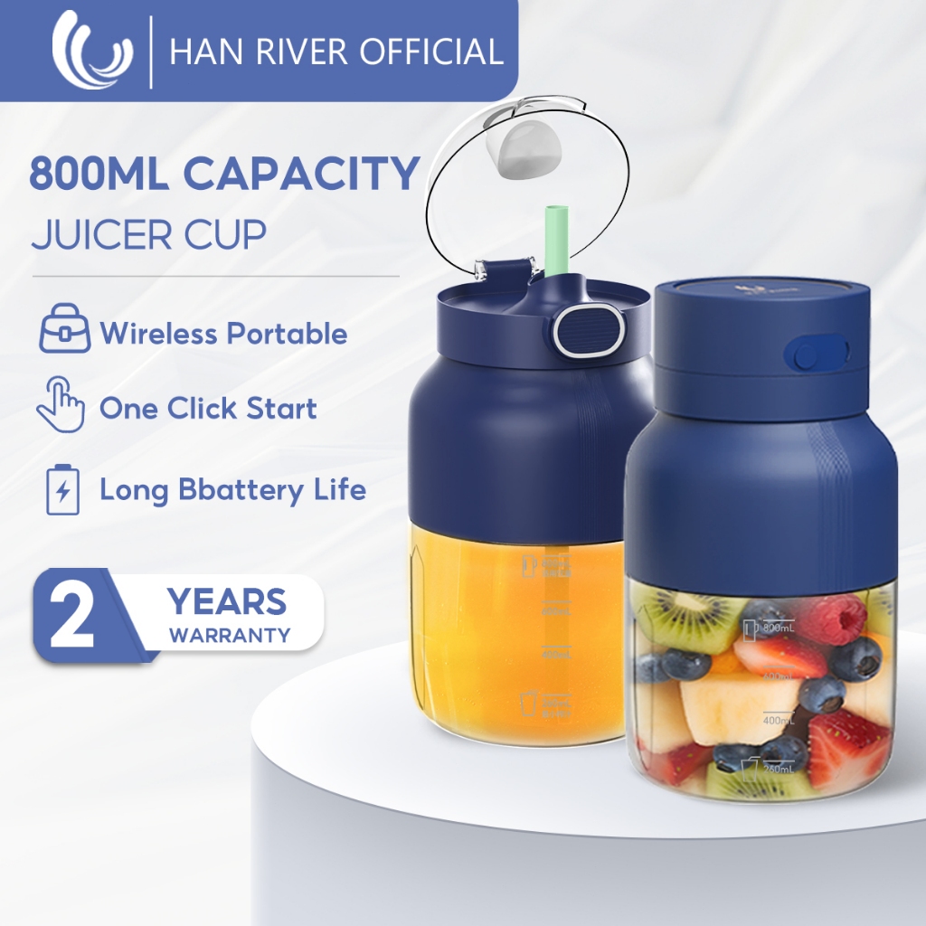 HAN RIVER 2 IN 1 800ML Portable Juicer Blender Travel Mug Wireless Multifunction Juicer HRJC04