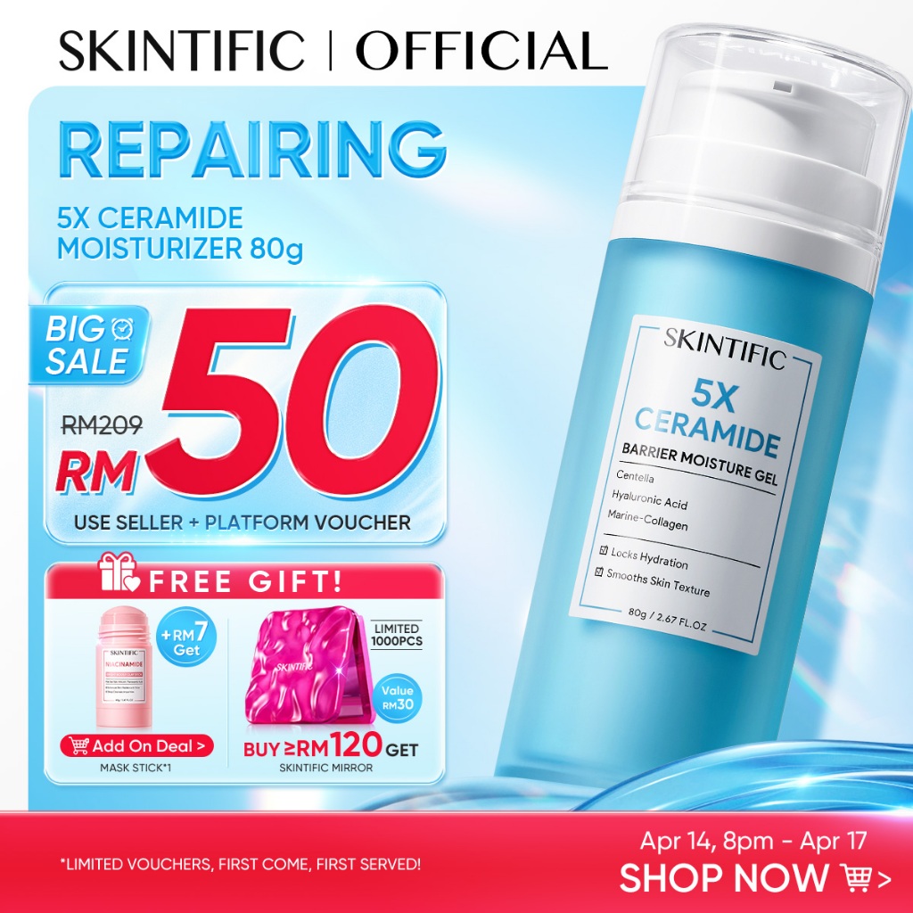 SKINTIFIC 5X Ceramide Barrier Repair Moisture Gel 80g Soothing Moisturizer Skincare Moisturiser Day Night Cream Centella