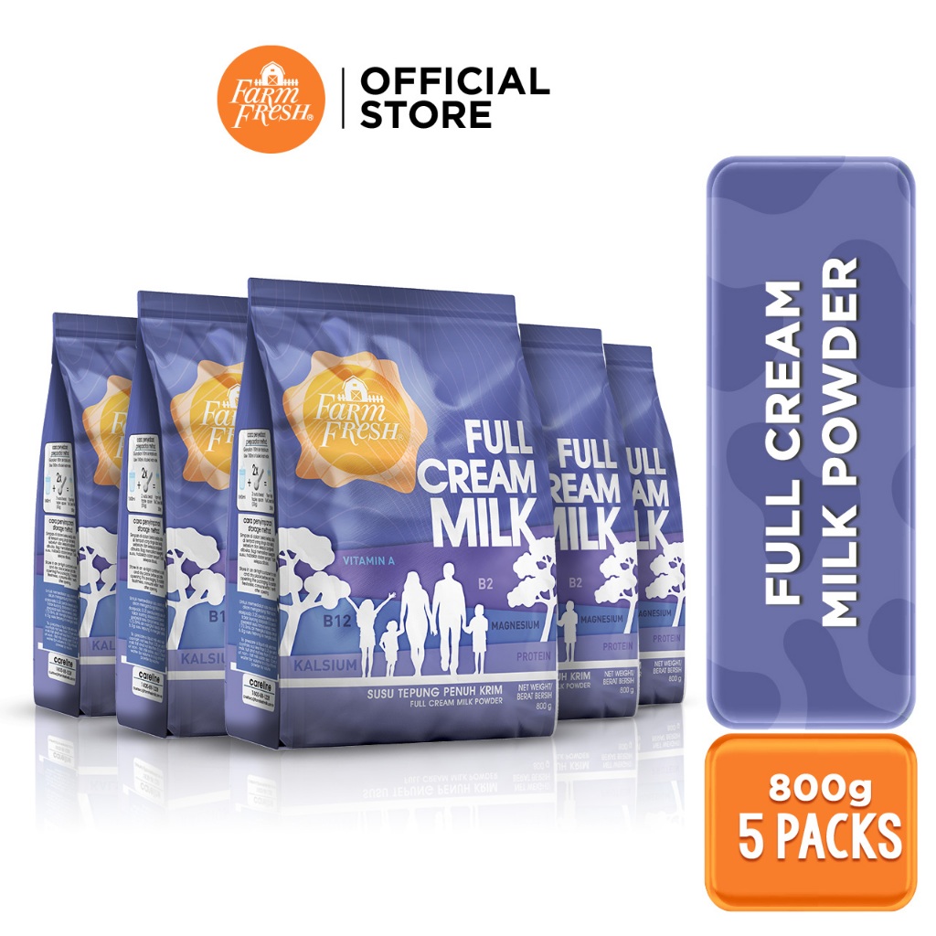 Farm Fresh Full Cream Milk Powder 800g x 5 Packs | Farm Fresh Susu Tepung Penuh Krim 800g x 5 Pek